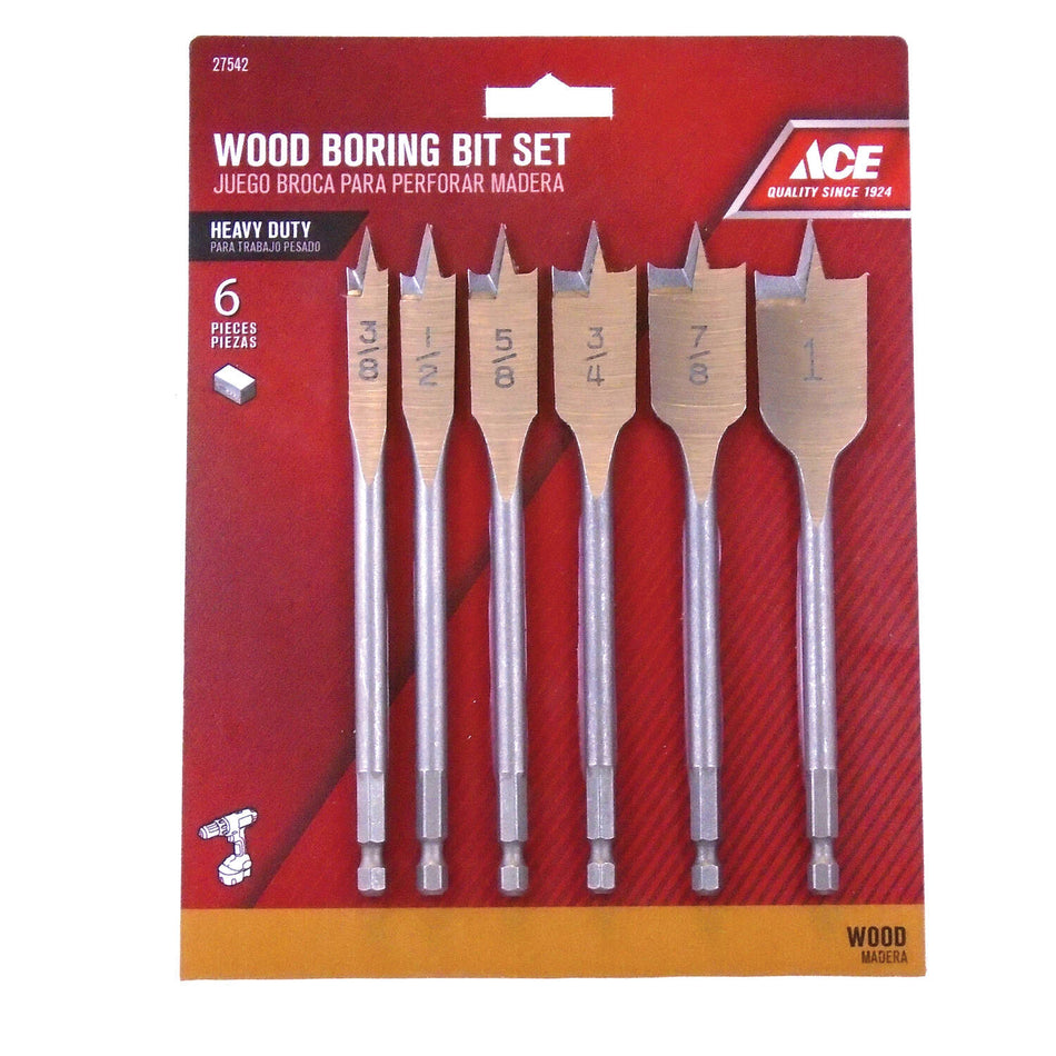 ACE&reg; 27542 Boring Bit Set, 6 -Piece, Steel