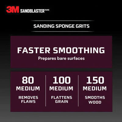 3M™ 051111-11516 Advanced Sanding Sponge, 3-3/4 in L, 2-1/2 in W, 1 in Thick, 60 Grit, Fine Grit, Foam Abrasive