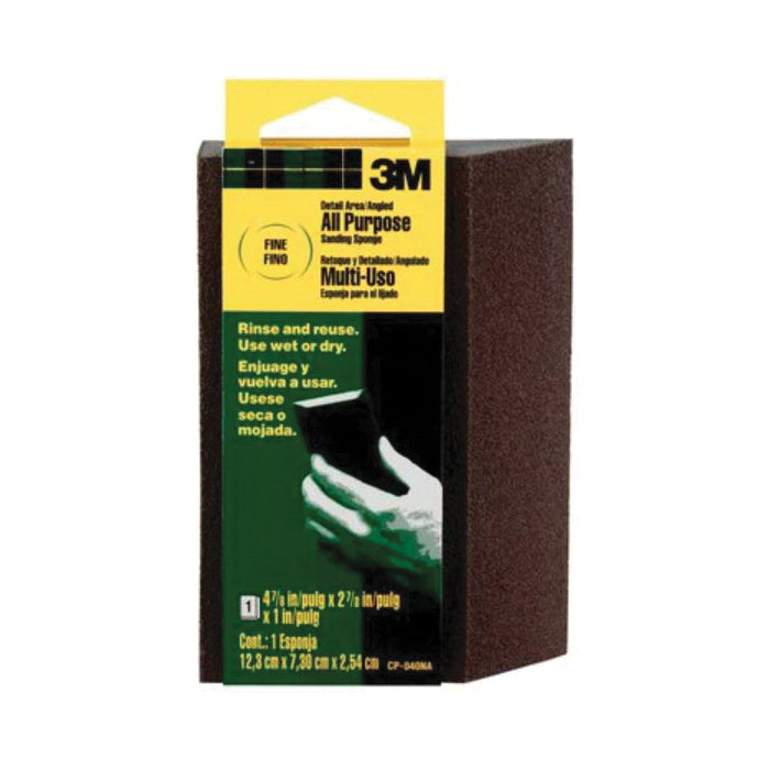 3M™ 051115-07053 Sanding Sponge, 4-7/8 in L, 2-7/8 in W, 1 in Thick, Fine Grit, Foam Abrasive