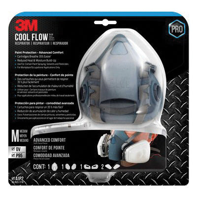 3M™ Cool Flow™ OV/P95 Series 051131-52765 Respirator, M Mask, Adjustable Headstrap