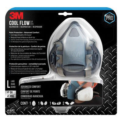 3M™ Cool Flow™ OV/P95 Series 051131-52766 Respirator, L Mask, Adjustable Headstrap