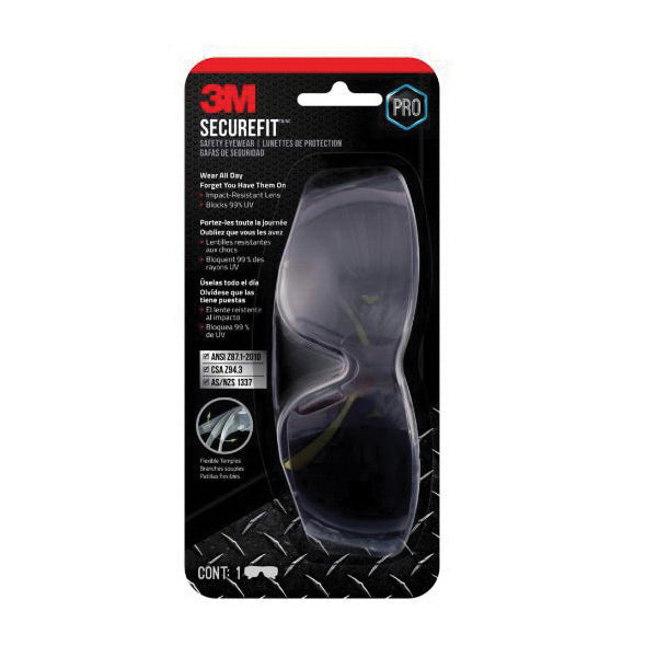 3M™ SecureFit™ 400 076308-72398 Safety Eyewear, Gray Lens, Anti-Fog, Anti-Scratch Lens, Wraparound Frame