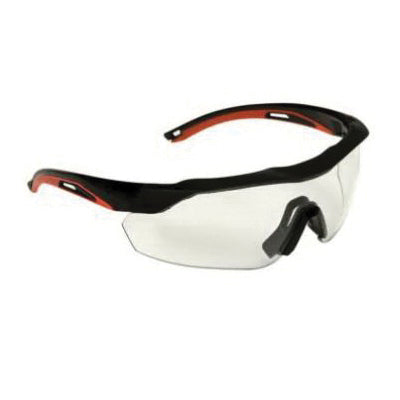 3M™ Performance Series 076308-72586 Safety Eyewear, Clear Lens, Wraparound Frame, Black/Red Frame, Accented Temple