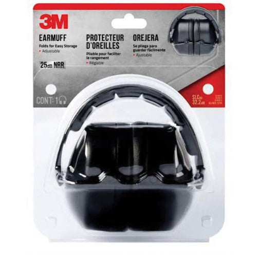 3M™ 076308-90644 Folding Ear Muffs, Black Ear Cup, Folding, Over the Head Ear Muff