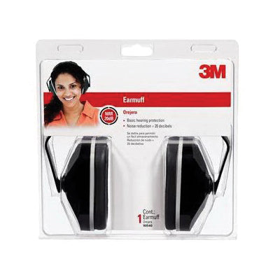 3M™ 078371-90540 Basic Earmuff, 20 dB NRR, Soft Foam Ear Cushion, Black Ear Cup, Full Adjustable Headband