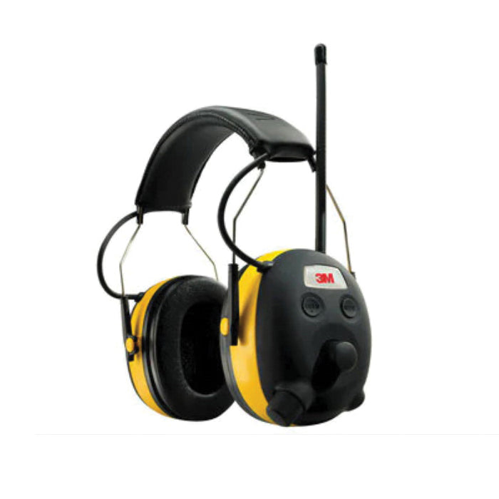 3M™ Worktunes™ 078371-90541 AM/FM Hearing Protector, 24 dB NRR, Yellow Ear Cup, Padded Headband, Wired Connection