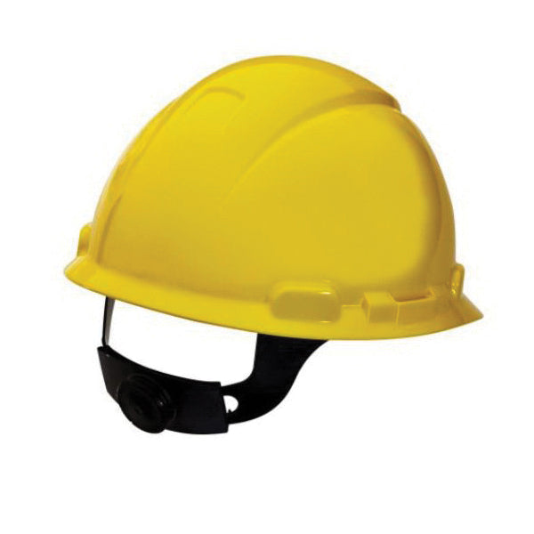 3M™ 078371-91298 Hard Hat With Ratchet Adjustment, Front Brim, Hat Class: Type 1, 4-Point Ratchet Suspension, Yellow