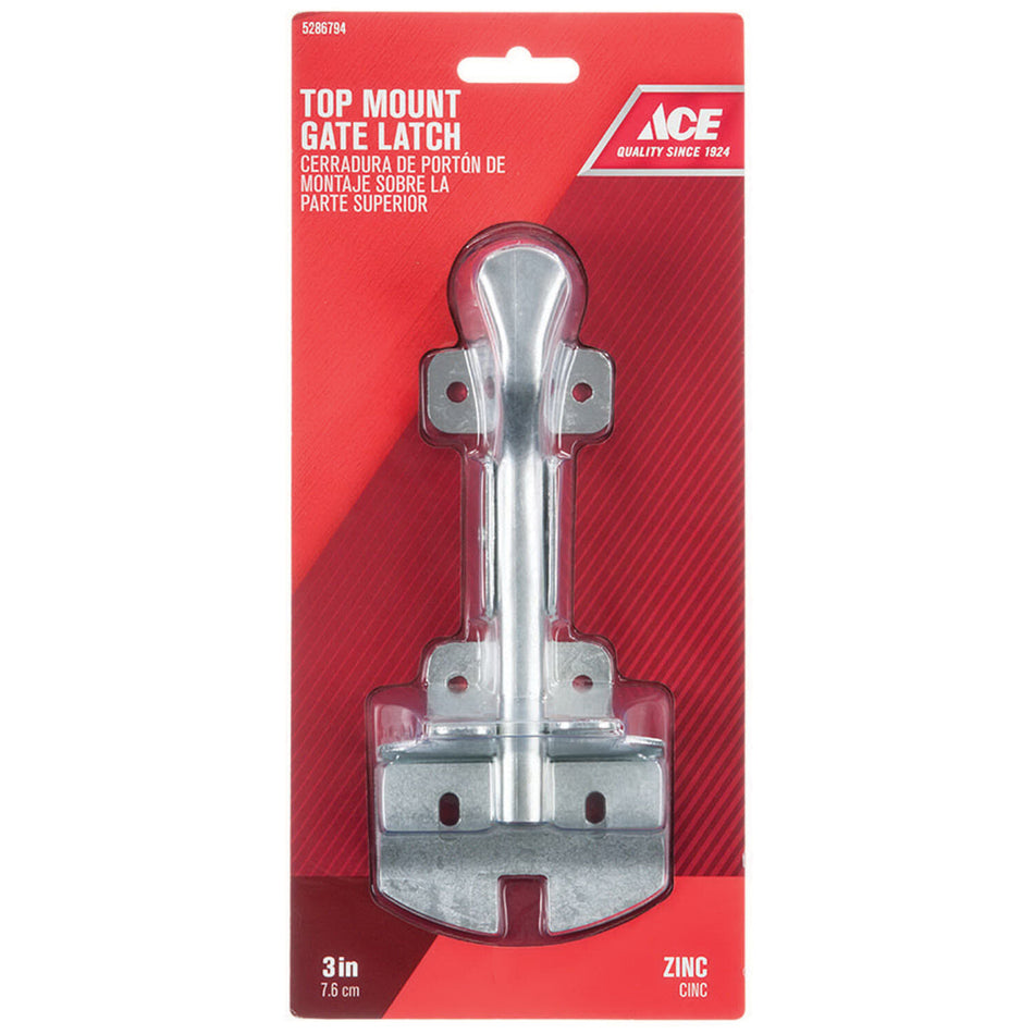 ACE® 01-3420-060 Gate Latch, 4-3/4 in W, 10.52 in H, Zinc, Zinc-Plated, Top Mounting