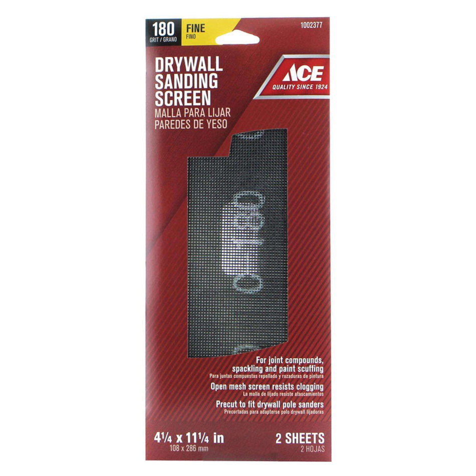 ACE® 1002377 Sanding Screen, 11-1/4 in L, 4-1/4 in W, 180 Grit, Fine Grit, Silicon Carbide Abrasive