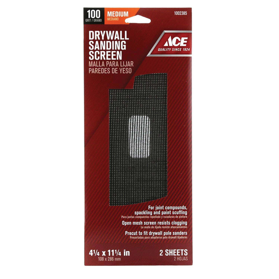 ACE® 1002385 Sanding Screen, 11-1/4 in L, 4-1/4 in W, 100 Grit, Medium Grit, Silicon Carbide Abrasive