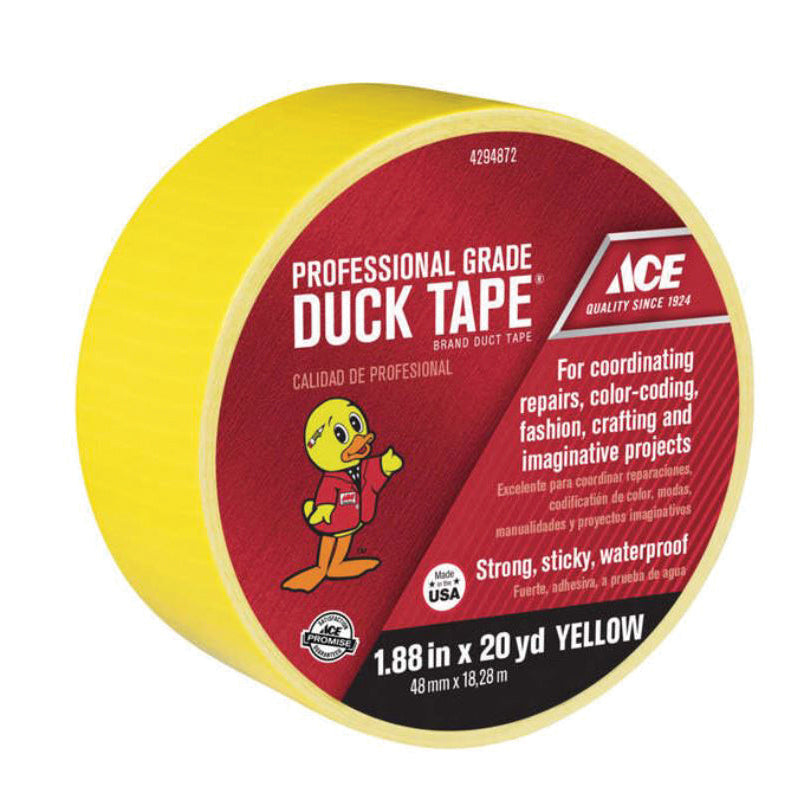 ACE® 1078286 Solid Duct Tape, 1.88 in W, 20 yd L, Yellow, Cotton Mesh Backing