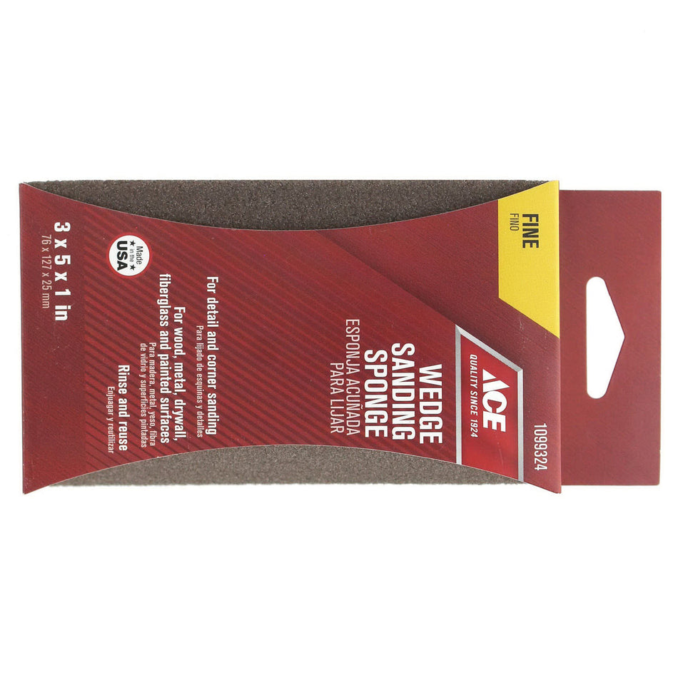 ACE® 1099324 Sanding Sponge, 5 in L, 3 in W, 1 in Thick, 120 Grit, Fine Grit