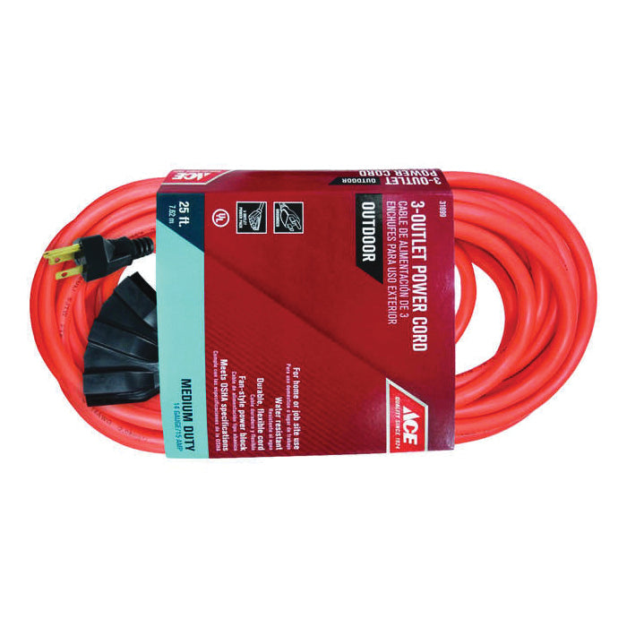 ACE® 10P-001-025FOG Cord, SJTW Conductor, 14/3 AWG Conductor, 25 ft L