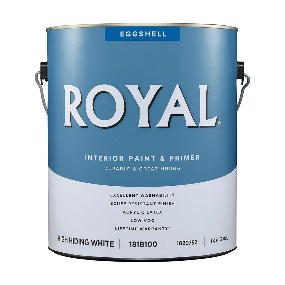 ACE® 181B100-6 Paint, Water Base, Eggshell, High Hiding White, 3 g/L VOC, 350 to 400 sq-ft Coverage Area, 1 gal