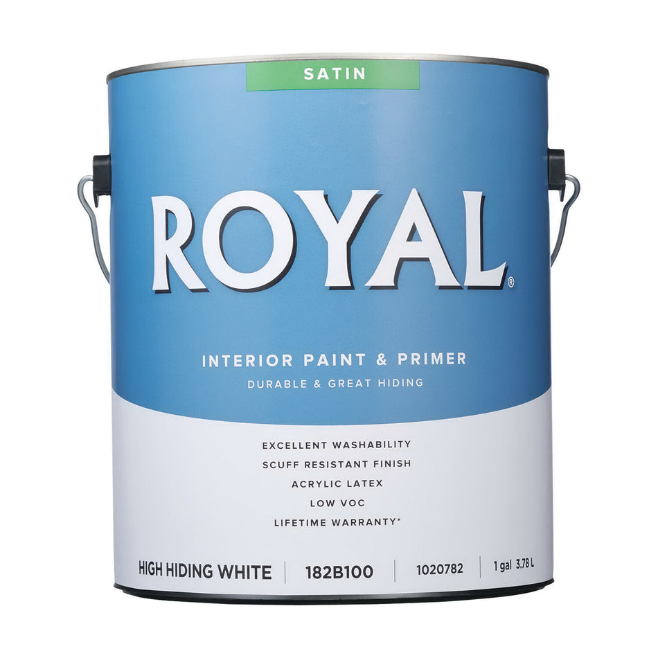 ACE® 182B100-6 Paint, Satin, High Hiding White, 2 g/L VOC, 350 to 400 sq-ft Coverage Area, 1 gal