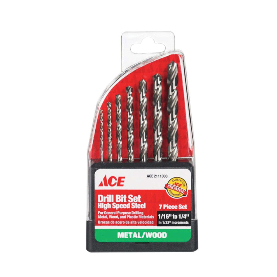 ACE® 1834119 Drill Bit Set, 135 deg Point, 7 -Piece, HSS, Black Oxide-Coated