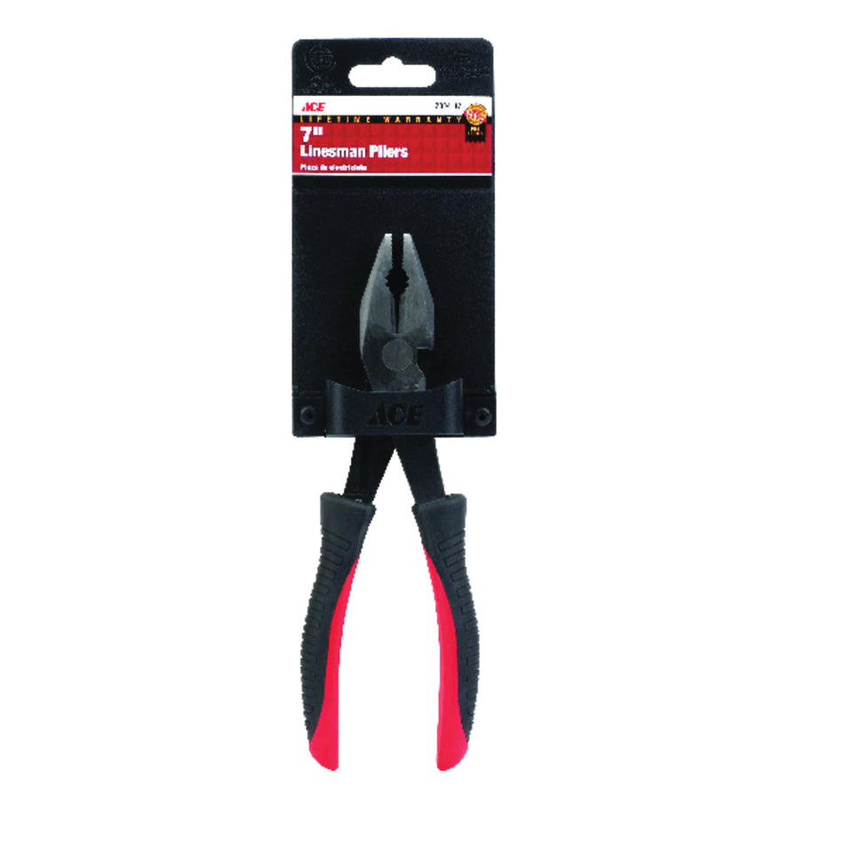 ACE® 2004117 Linesman Plier With Built-In Wire Cutter, 7 in OAL, Comfort Grip Handle