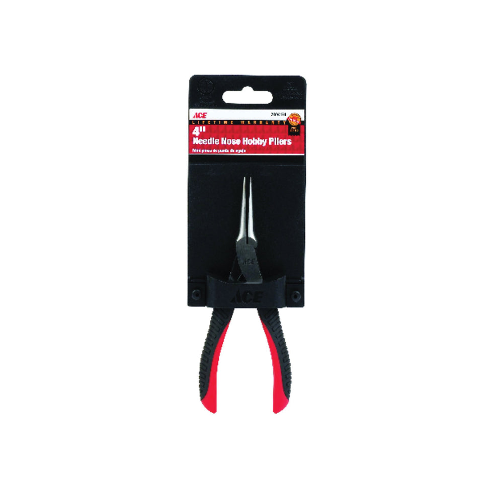 ACE® 2004174 Needle Nose Hobby Plier With Built-In Wire Cutter, 4 in OAL, Comfort Grip Handle