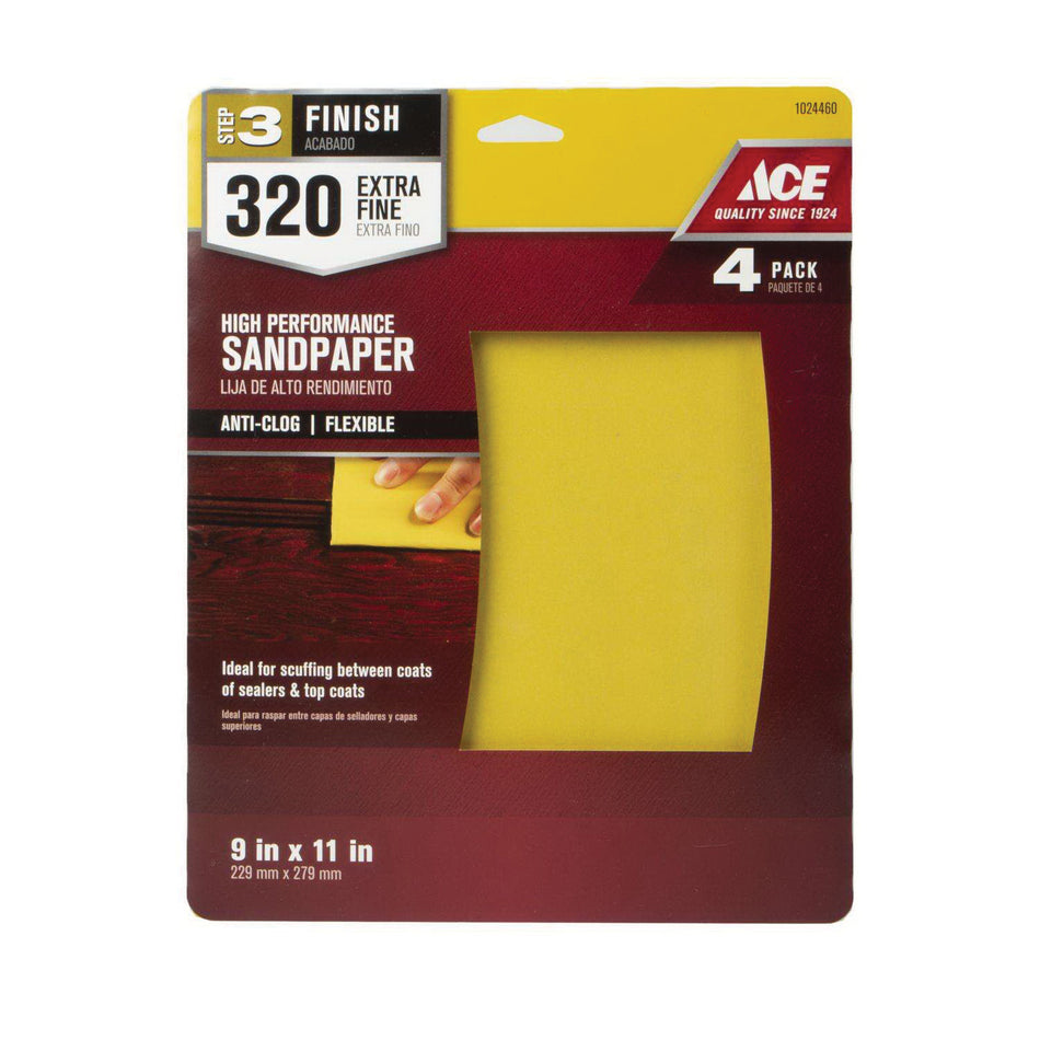 ACE® 2004398 All-Purpose Sandpaper, 11 in L, 9 in W, 320 Grit, Aluminum Oxide Abrasive