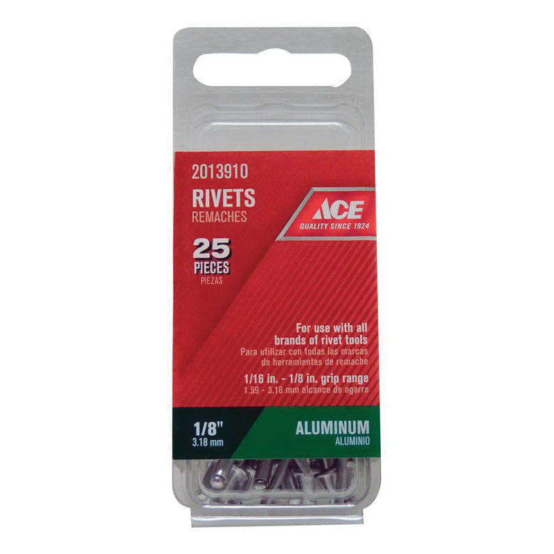 ACE® 2013910A Rivet, 1/8 in Dia, 1/16 to 1/8 in Grip, Aluminum