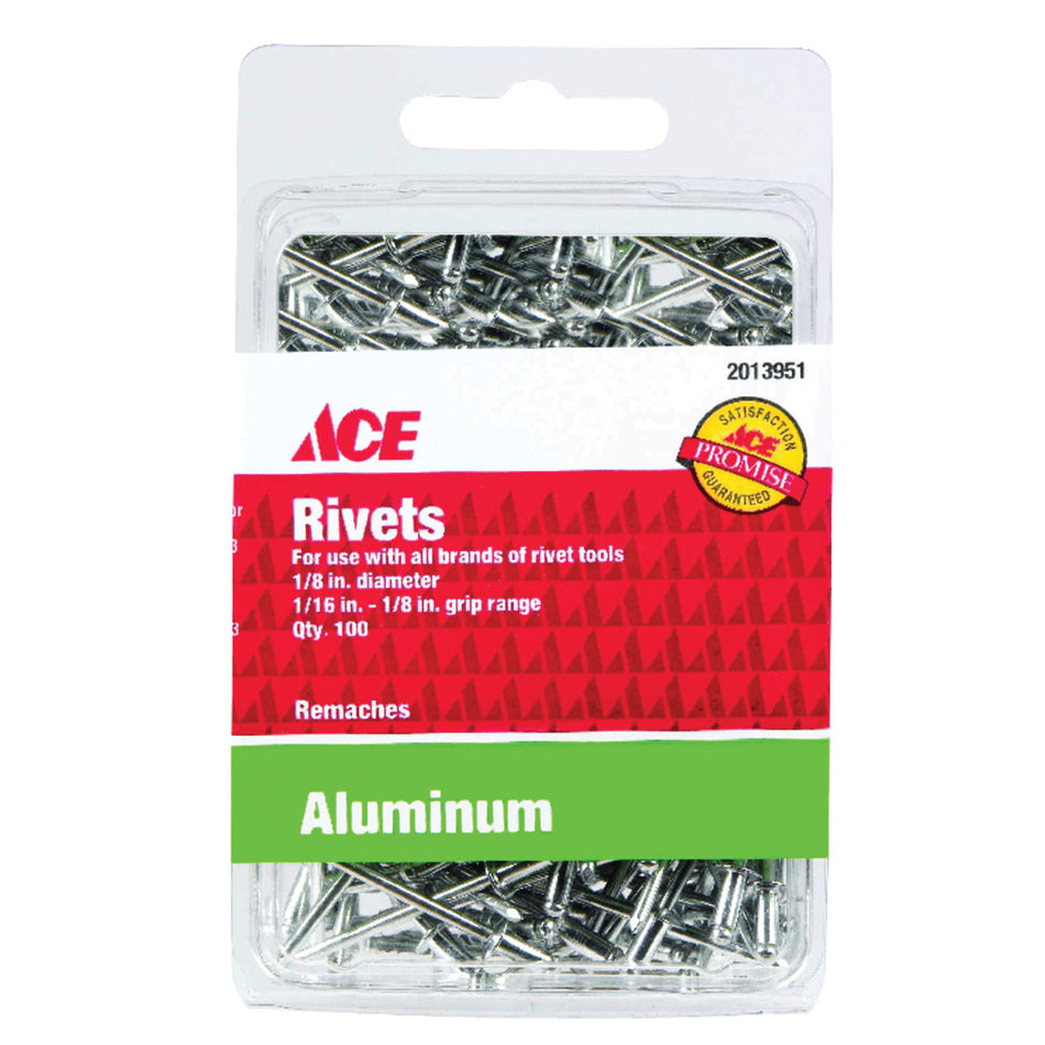 ACE® 2013951A Rivet, 1/8 in Dia, 1/16 to 1/8 in Grip, Aluminum