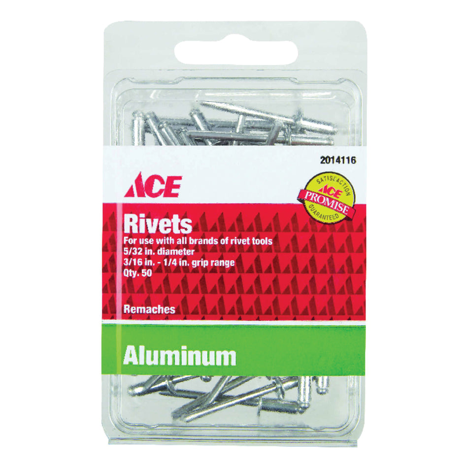 ACE® 2014116A Rivet, 5/32 in Dia, 1/4 in Grip, Aluminum