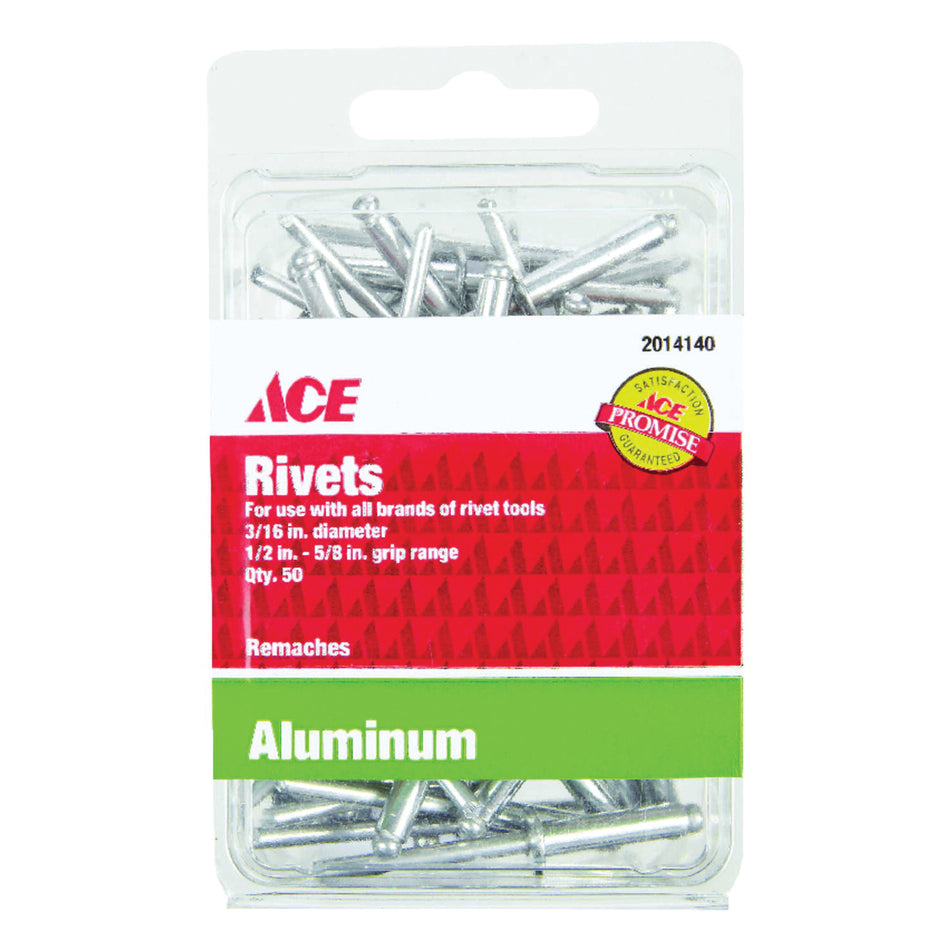 ACE® 2014140A Rivet, 3/16 in Dia, 5/8 in Grip, Aluminum