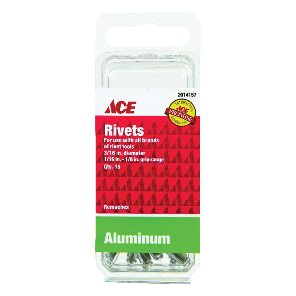 ACE® 2014157A Rivet, 3/16 in Dia, 1/8 in Grip, Aluminum