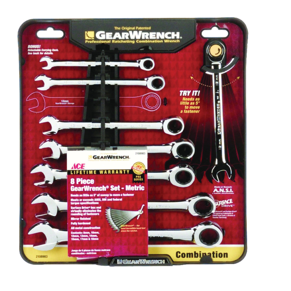 ACE® Pro Series 2108983 8-Piece Combination Gear Wrench Set