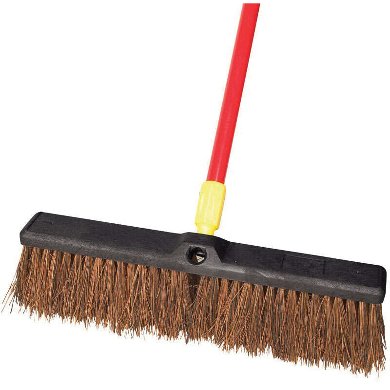 ACE® 526ACE Rough Surface Push Broom, 18 in W Brush, Palmyra Fiber Bristle, Steel Handle, 60 in L Handle