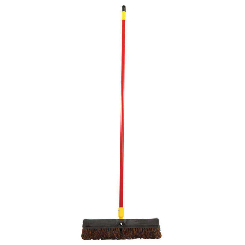 ACE® 526ACE Rough Surface Push Broom, 18 in W Brush, Palmyra Fiber Bristle, Steel Handle, 60 in L Handle