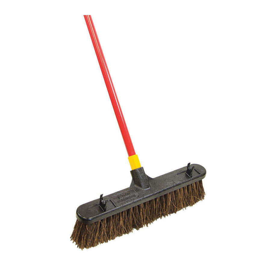 ACE® 541ACE Rough Surface Push Broom, 18 in W Brush, Palmyra Fiber Bristle, Steel Handle, 60 in L Handle