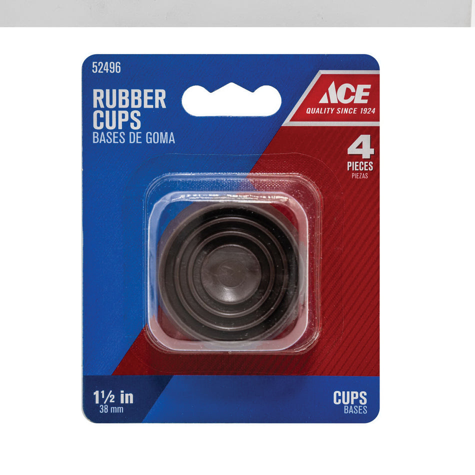 ACE® A0029 Caster Cup, Round, 1-1/2 in W, Rubber, Brown