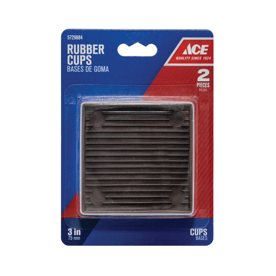 ACE® A0039 Caster Cup, Square, 3 in W, Rubber, Brown