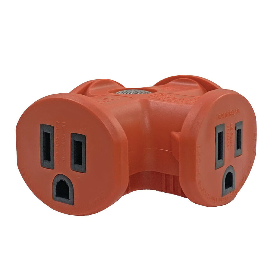 ACE® FA-848E/03CA 3-Wire Adapter, 15 A, 125 V, 3 -Outlet, Grounded Plug, NEMA 5-15P Protection, Orange