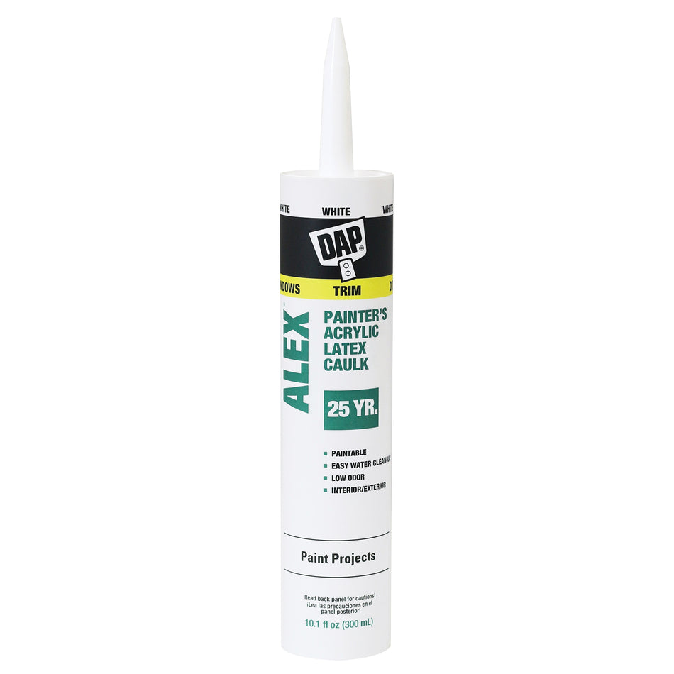 ALEX® 7079818609 Latex Caulk, Paste, White, Very Mild, Acrylic Latex Base, 10.1 fl-oz