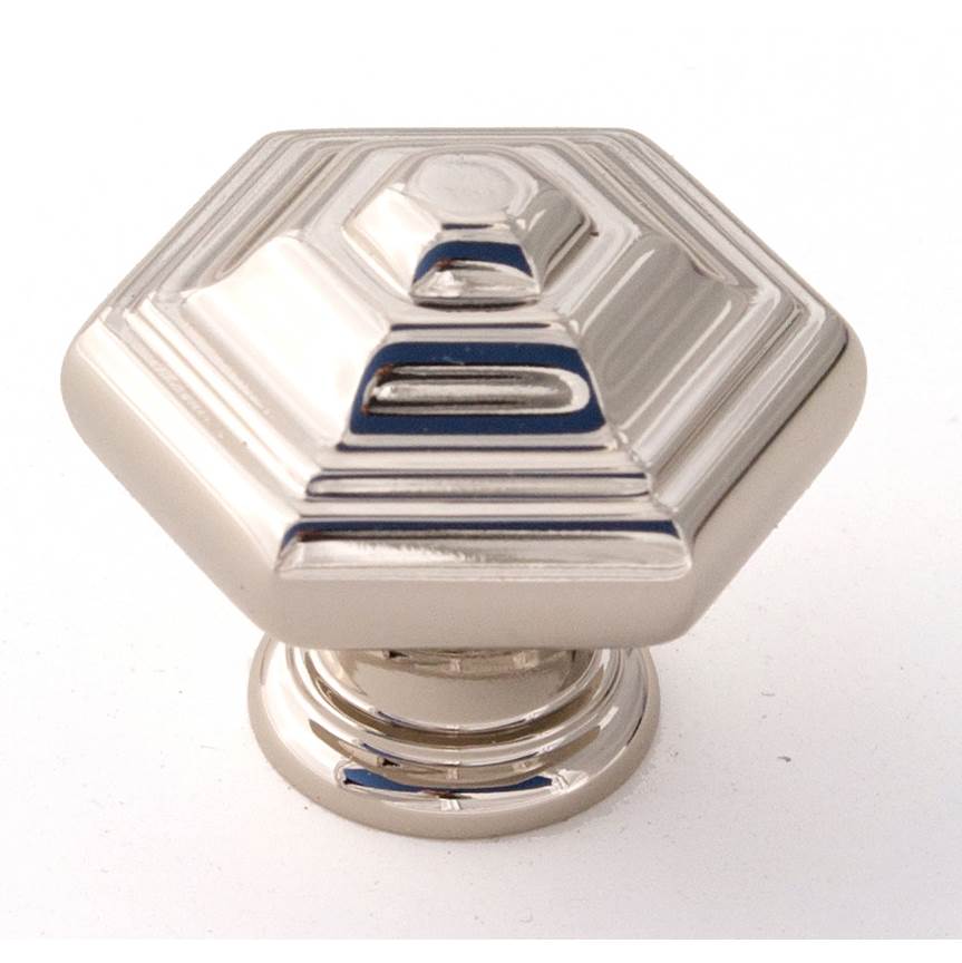 Creations® GEOMETRIC Series A1530-PN Cabinet Knob, 1-1/4 in L, 1-1/4 in Projection, Brass, Polished Nickel