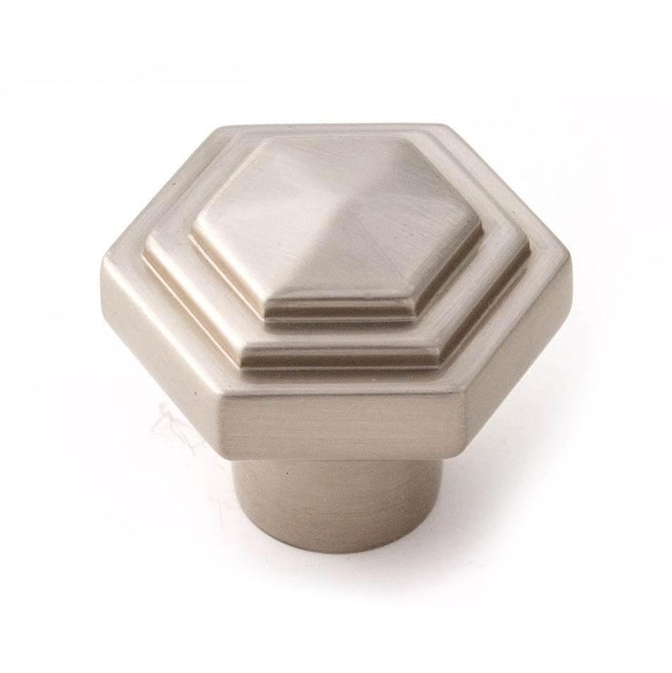 Creations® GEOMETRIC Series A1535-SN Cabinet Knob, 1-1/4 in L, 1-1/4 in Projection, Brass, Satin Nickel