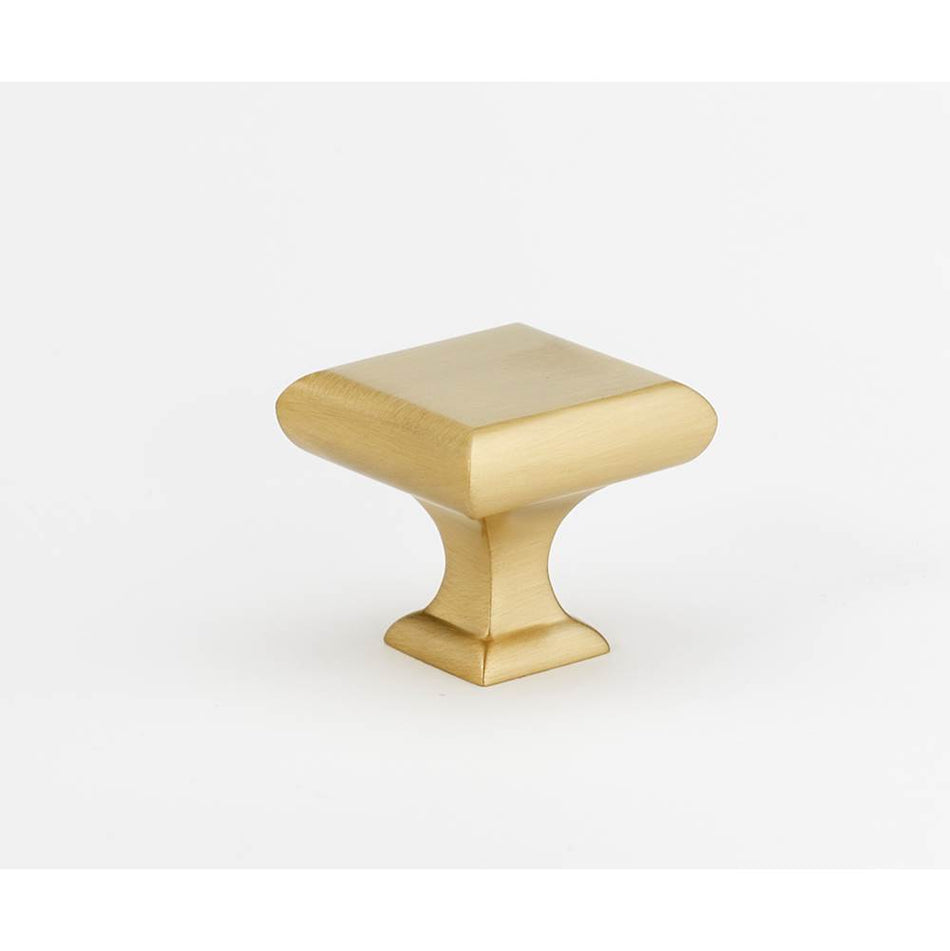 Creations® MANHATTAN Series A310-14-SB Cabinet Knob, 1-1/4 in L, Square, 1-1/8 in Projection, Brass, Satin Brass