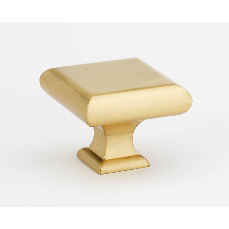 Creations® MANHATTAN Series A310-45-SB Cabinet Knob, 1-3/4 in L, Square, 1-1/2 in Projection, Brass, Satin Brass