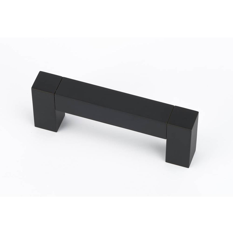 Creations® BLOCK Series A420-35-MB Cabinet Pull, 4-1/8 in L Handle, 1-1/2 in Projection, Brass, Matte Black