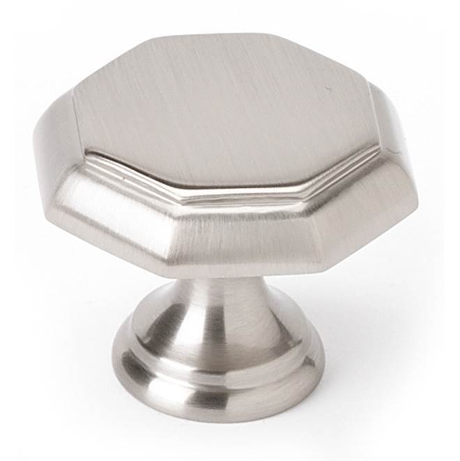 Creations® CONTEMPORARY Series A828-14-SN Cabinet Knob, 1-1/4 in L, Hexagon, 1-1/8 in Projection, Brass, Satin Nickel