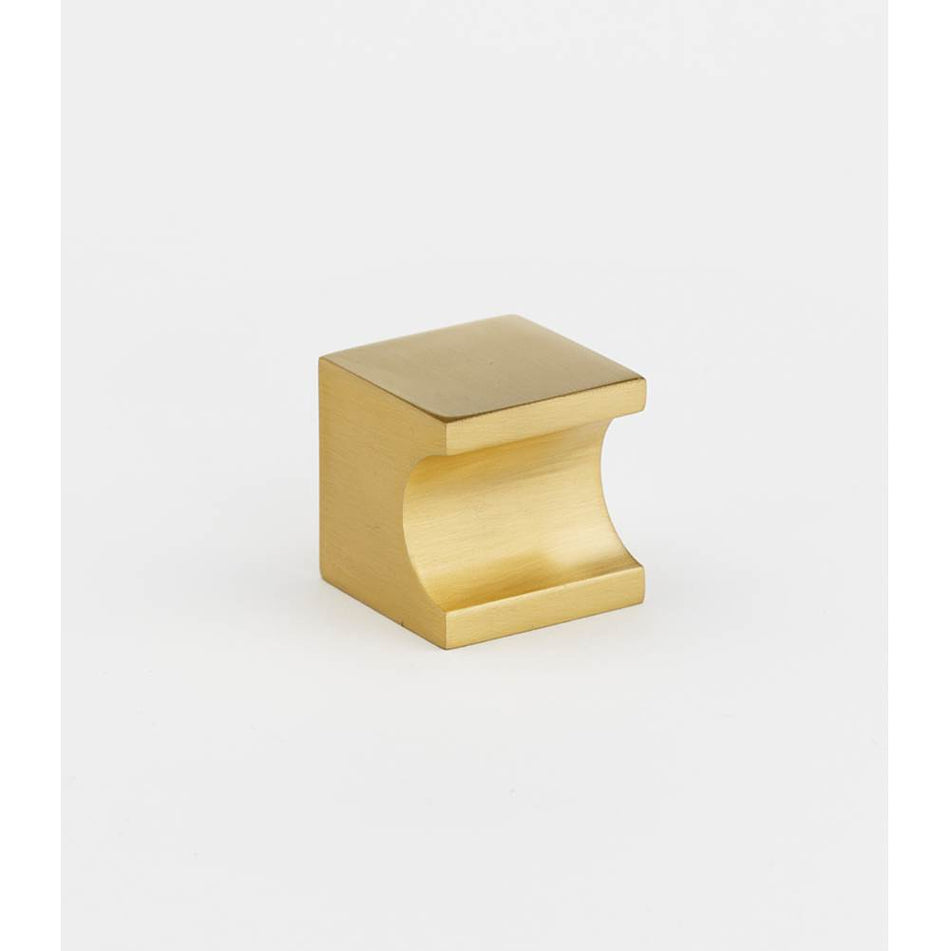 Creations® CONTEMPORARY II Series A853-1-SB Cabinet Knob, 1 in L, Square, 1 in Projection, Brass, Satin Brass