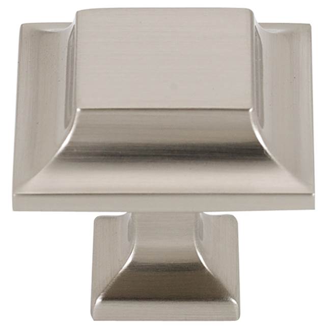 Creations® MILLENNIUM Series A950-14-SN Cabinet Knob, 1-1/4 in L, Square, 1 in Projection, Brass, Satin Nickel