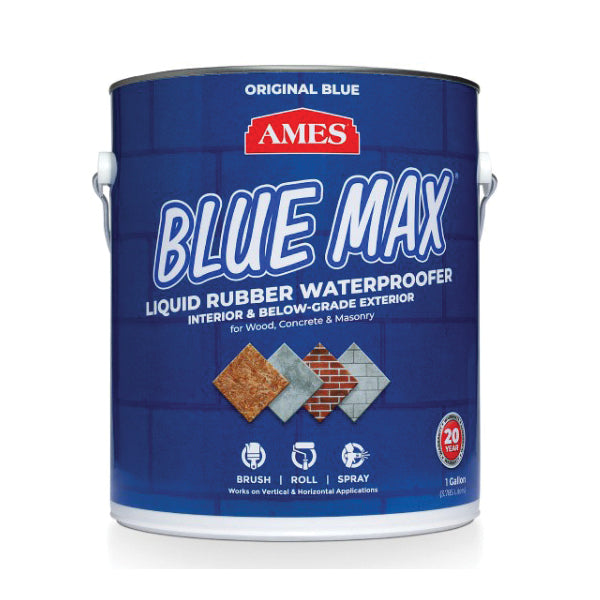 AMES® Blue Max® BMXRG Series BMX1RG Waterproof Liquid Rubber, Liquid, Blue, 2 to 3.5 hr Dry Time, 25 sq-ft Coverage Pail