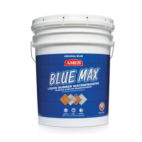 AMES® Blue Max® BMXRG Series BMX5RG Waterproof Liquid Rubber, Liquid, Blue, 2 to 3.5 hr Dry Time, 25 sq-ft Coverage Pail