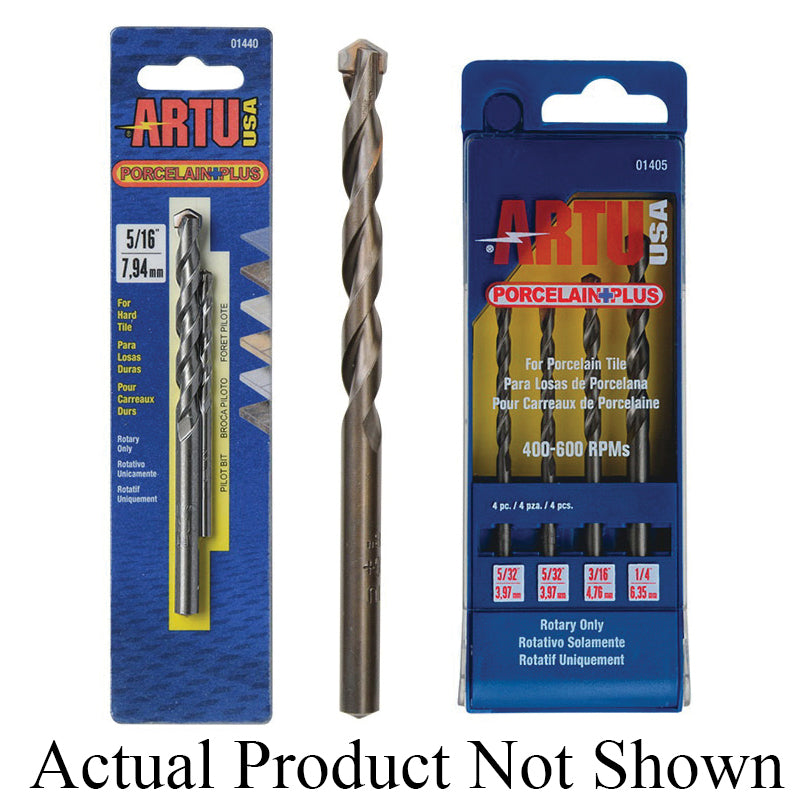 ARTU® PORCELAIN PLUS 01435 Drill Bit, 1/4 in Drill, 2-3/8 in L Flute, 4-1/8 in OAL, Cobalt Tungsten Carbide