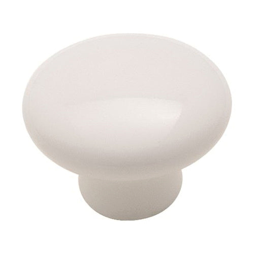 Amerock® 232WHT Knob, 1-1/4 in Dia, 1-1/4 in L, 15/16 in Projection, Ceramic