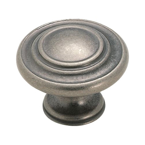 Amerock® BP1586WN Knob, 1-5/16 in Dia, 1-5/16 in L, 1 in Projection, Zinc, Weathered Nickel