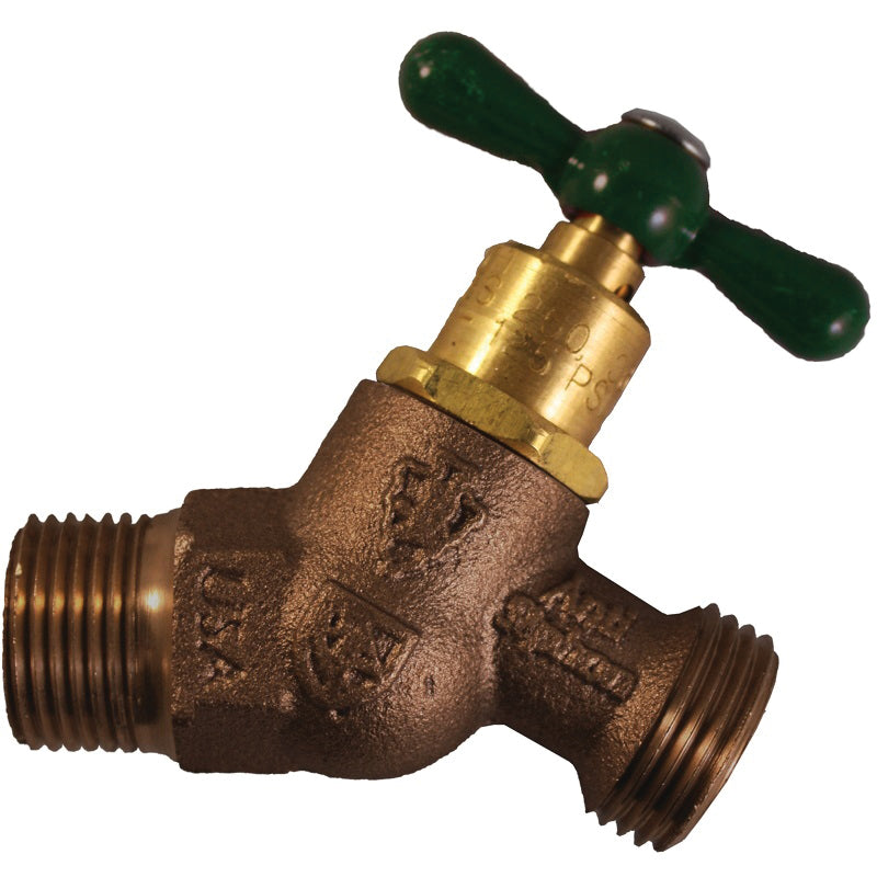 Arrowhead Brass Arrow-Breaker® 361LF No-Kink Hose Bib, 1/2 in, MIP x Male Hose Thread, Bronze Alloy